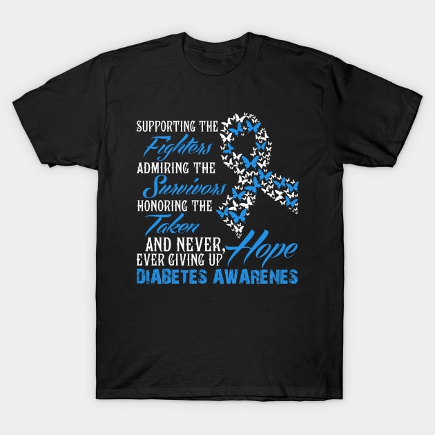 Never Ever Gving Up Hope Diabetes Awareness T-Shirt by Wolfek246